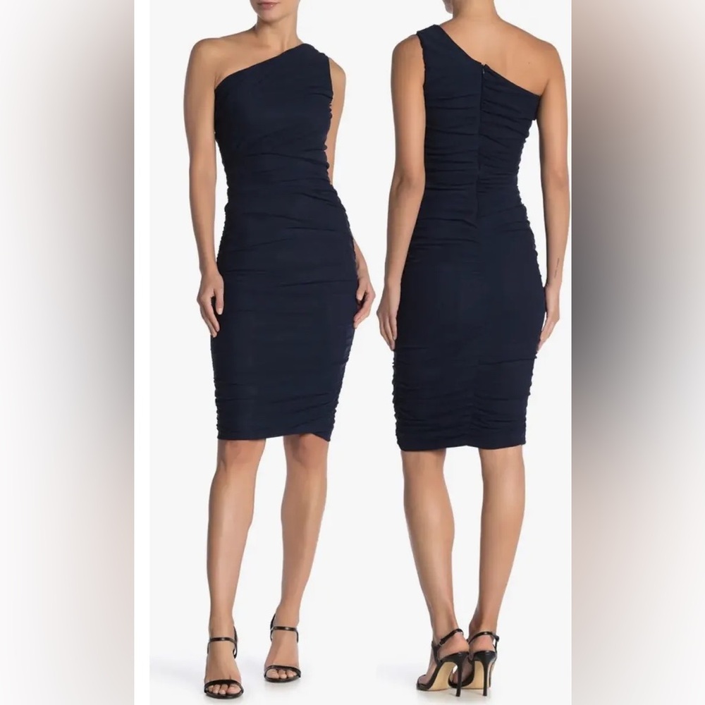 Love By Design Sleeveless Side Rushed Dress In Navy Size XS